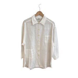 Sangam Oversized White Button-Up Shirt | Minimalist Gauze Cotton Top | One Size